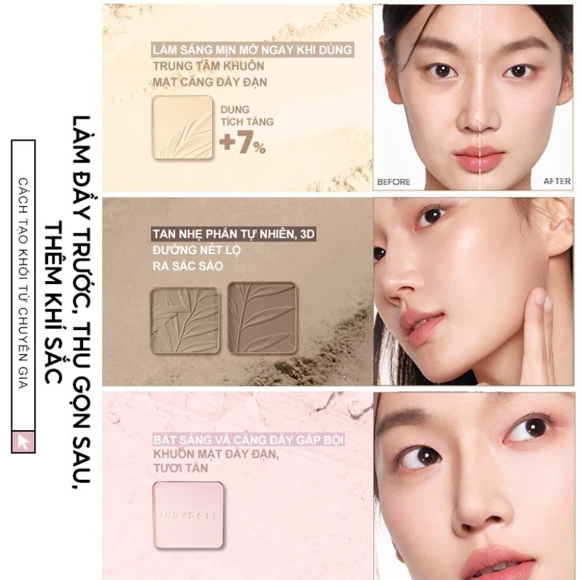 Bảng Highlight Tạo Khối JUDYDOLL 4 Màu Highlight Contour Palette Bắt Sáng Và Tạo Khối Tự Nhiên